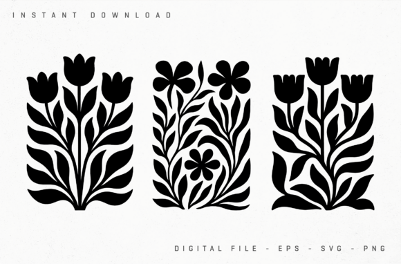 Botanical Cutout Art Modern Abstract Set