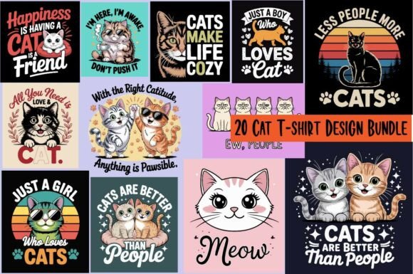 Cat T Shirt Design Bundle Review