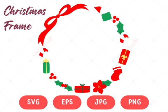 Christmas Wreath Round Frame
