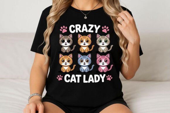 Crazy Cat Lady Cartoon Kittens Design Review
