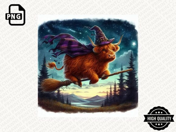 Funny Highland Cow Halloween Clipart