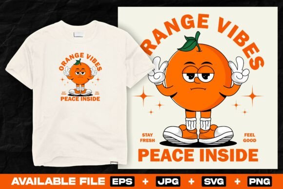 Retro Orange Cartoon Mascot Print Design Review