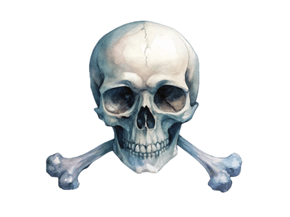 Skull and Crossbone Watercolor PNG