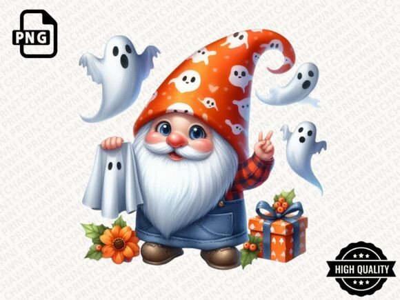 Watercolor Halloween Gnome Clipart PNG Review
